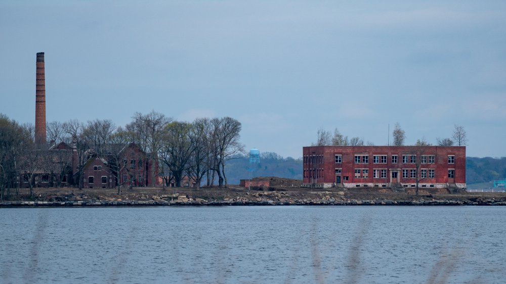 Abandoned buildings on Hart Island