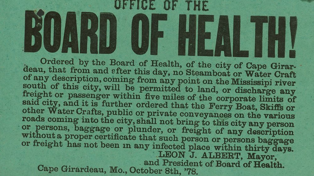 Quarantine notice and city ordinance restricting landings of steamboats or other water craft at or near Cape Girardeau, October 8, 1878