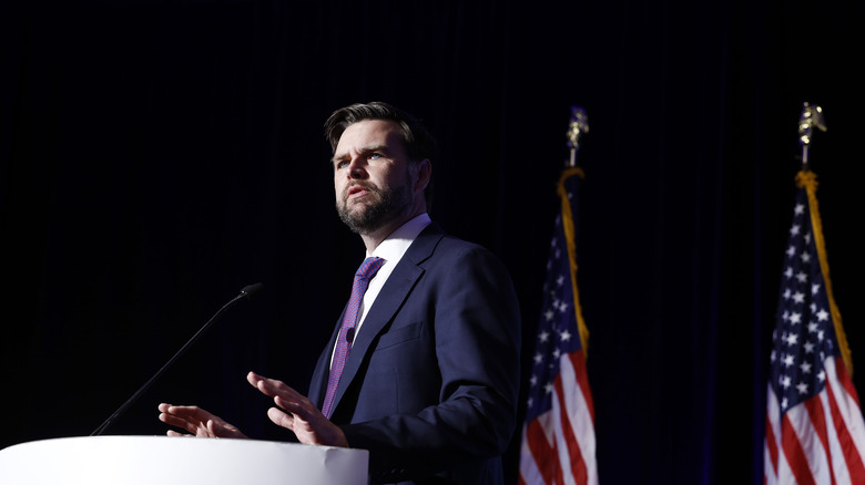 j.d. vance microphone american flags