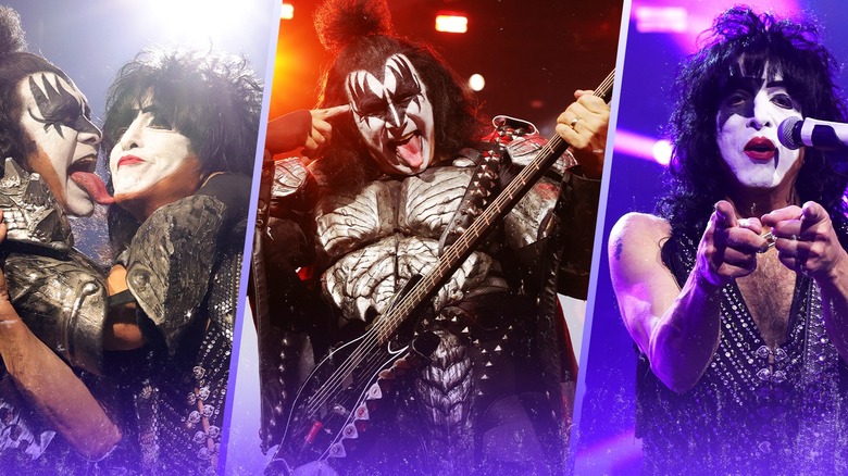 Kiss' Gene Simmons and Paul Stanley in concert split images