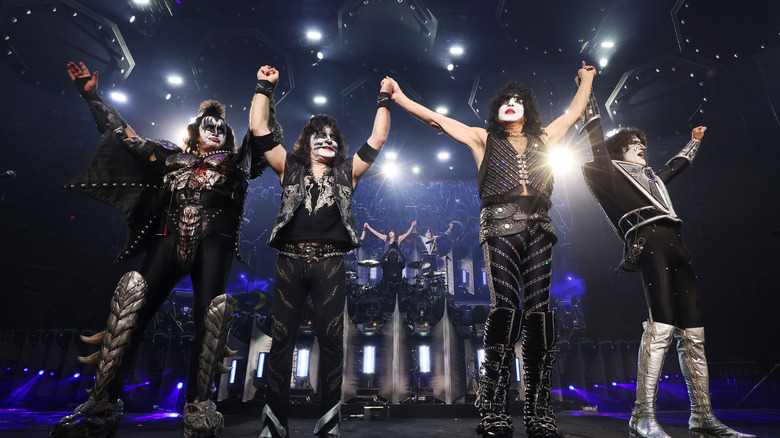 KISS posing for the crowd at their last show at Madison Square Garden in 2023