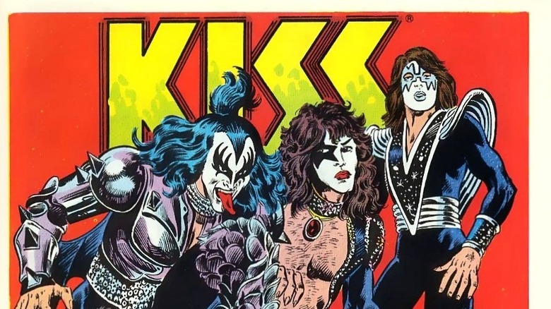 Gene Simmons, Paul Stanley, and Ace Frehley as comic book characters in Marvel Comics Super Special #1 (1977)