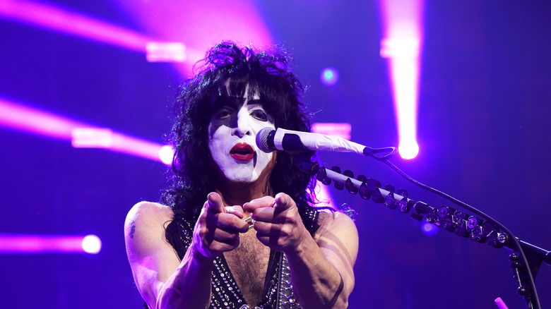 Kiss' Paul Stanley pointing at the camera at a Madison Square Garden show in 2023