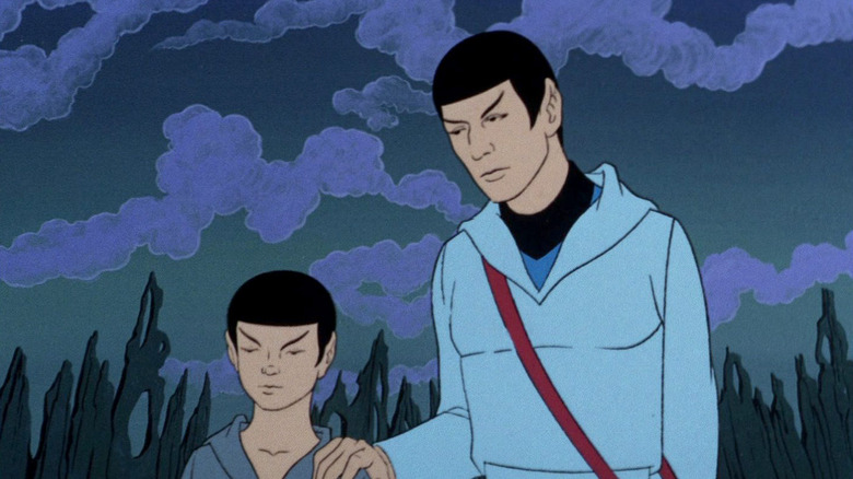 Screenshot of adult and young Spock from Star Trek: The Animated Series episode Yesteryear.