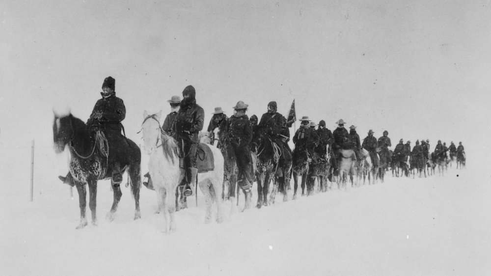 Cavalry marching in the snow