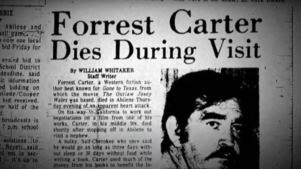 Newspaper article about Carter death