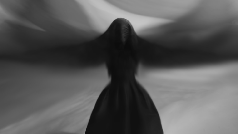 Creepy silhouette of woman in dress