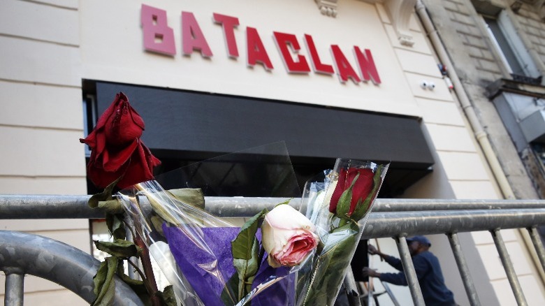 A memorial outside the Bataclan one year after the attacks