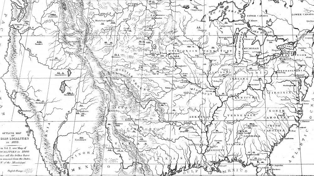 Map of North American tribal territories, 1833