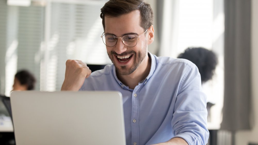 excited at computer