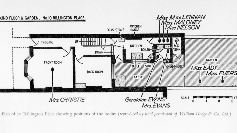 Plan of the property showing where the bodies were hidden