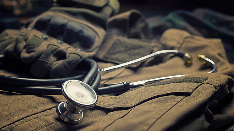 stethoscope on army uniform