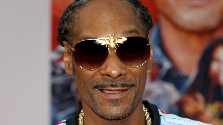 Snoop Dogg smiling in aviator sunglasses