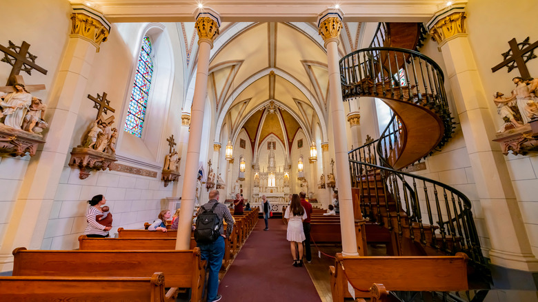 The Loretto Chapel staircase with altar