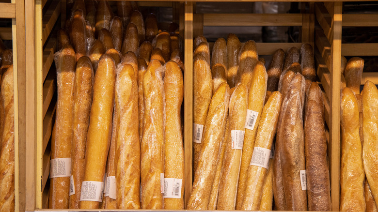 Baguettes in a store