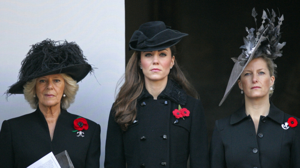Kate Middleton, Sophie of Wessex, and Camilla Parker-Bowles wear black.