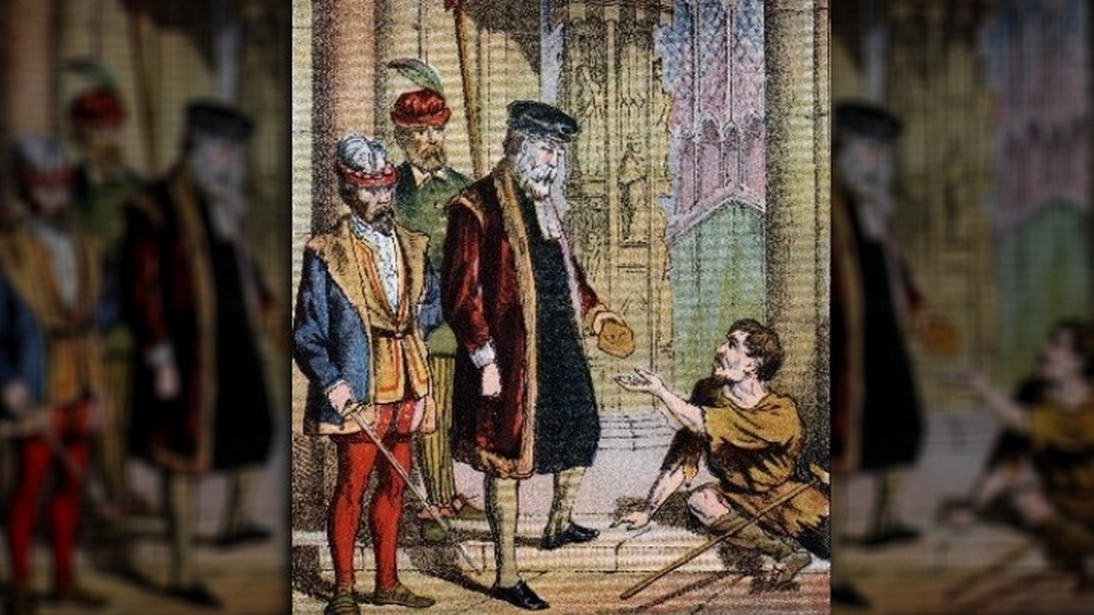 illustration of George Wishart giving purse to beggar