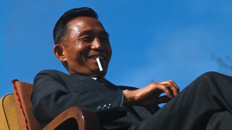 Park Chung-hee smoking cigarette sitting