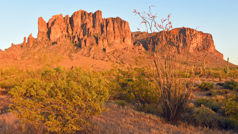 Superstition mountains blue sky