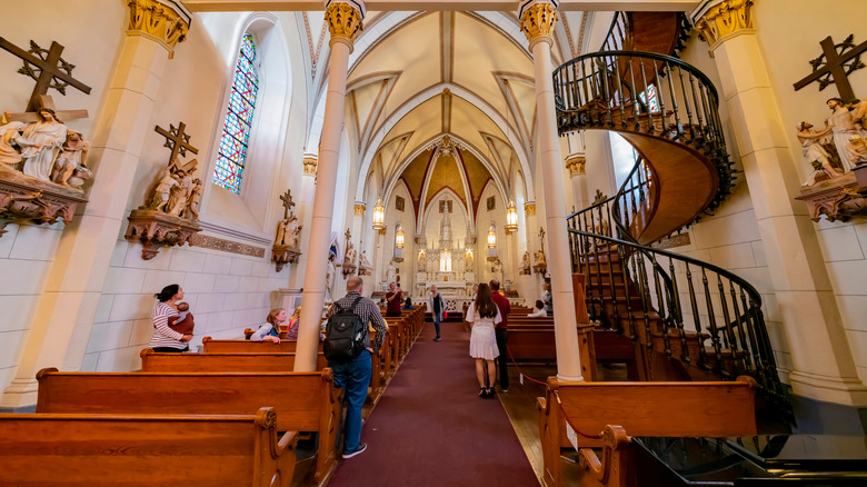 Loretto Chapel interior with staircase