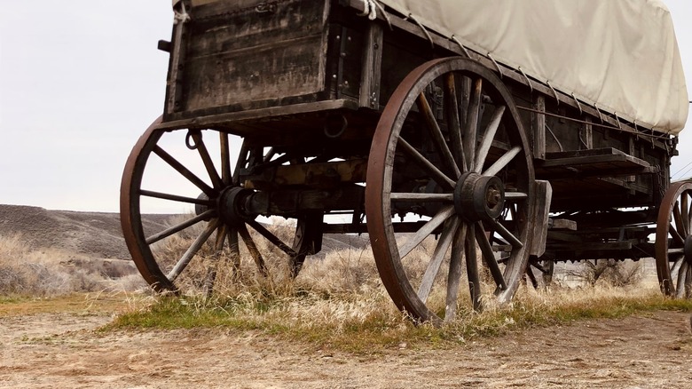 covered wagon underside outdoors