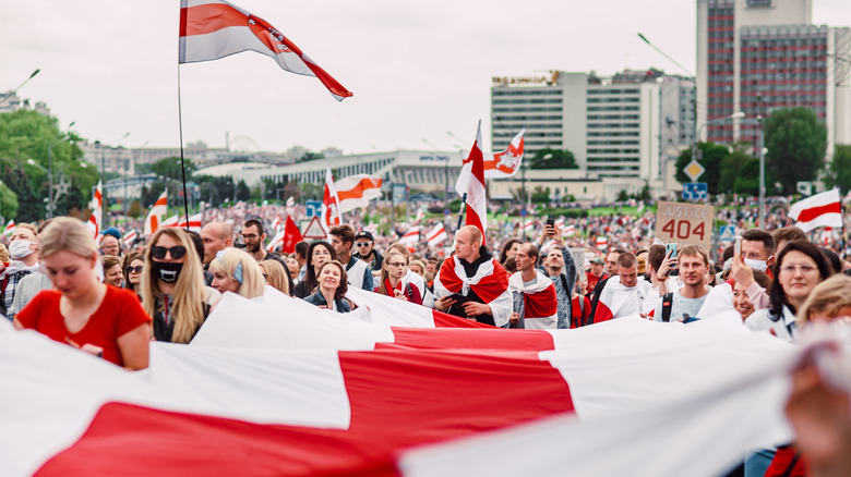 Belarus people protesting