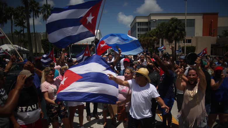 Cuban people protesting