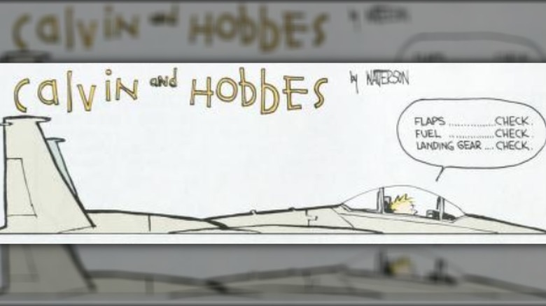 Calvin flying plane