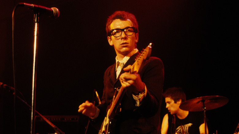 elvis costello plays on stage