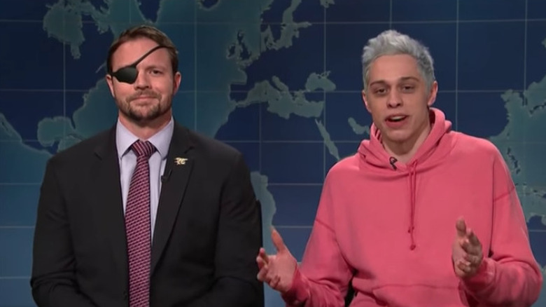 Dan Crenshaw and Pete Davidson eye patch smiling