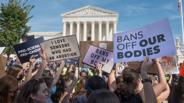 Pro-choice protestors outside Supreme Court