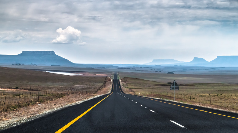 n3 highway south africa with mountains in background