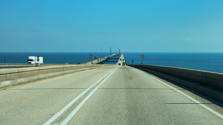 Lake Pontchartrain Causeway under blue sky