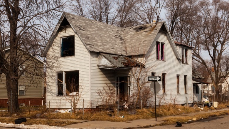 Empty house  on street corner