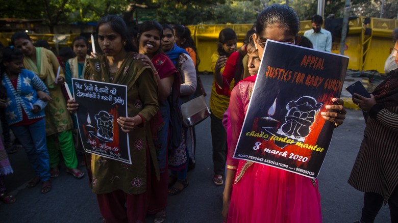 Indian women protesting