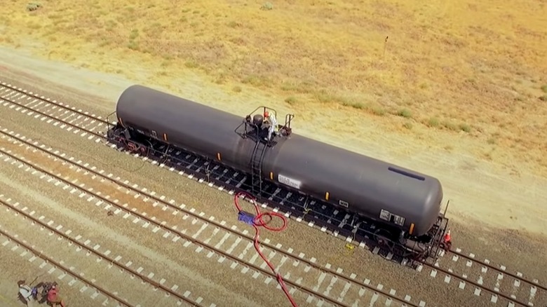 Man on tanker car