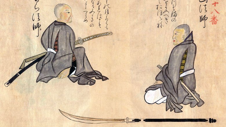 Two ninjas sitting grey cloaks