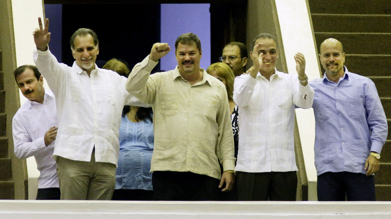 The Cuban Five greeting the audience