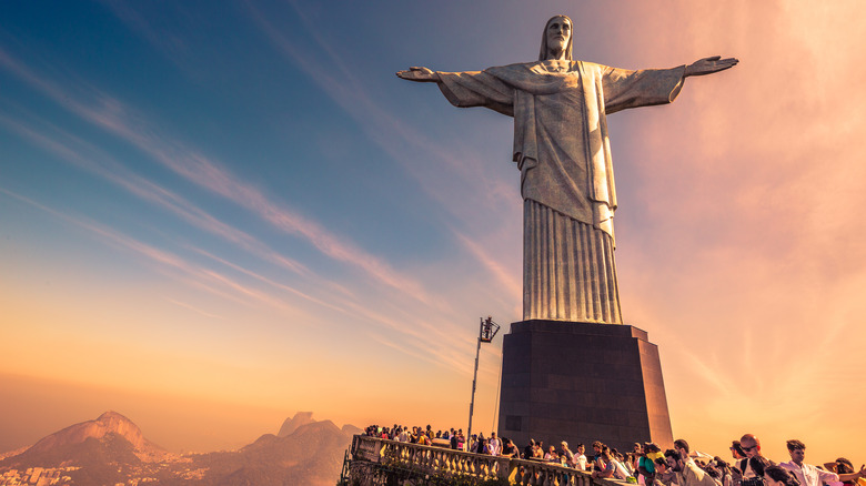 Sunset at Christ the Redeemer Rio de Janeiro Brazil