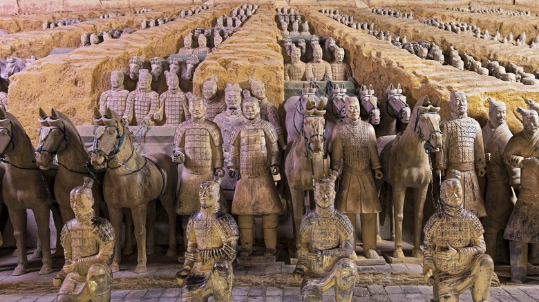 The world famous Terracotta Army, part of the Mausoleum of the First Qin Emperor and a UNESCO World Heritage Site located in Xian China