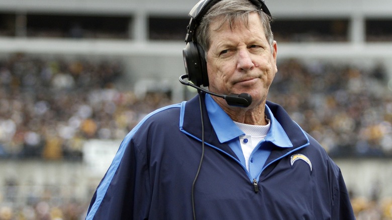 Norv Turner on the field head coach of the chargers