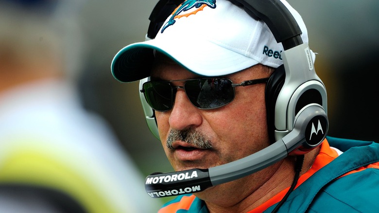 Tony Sparano  on the field with the dolphins