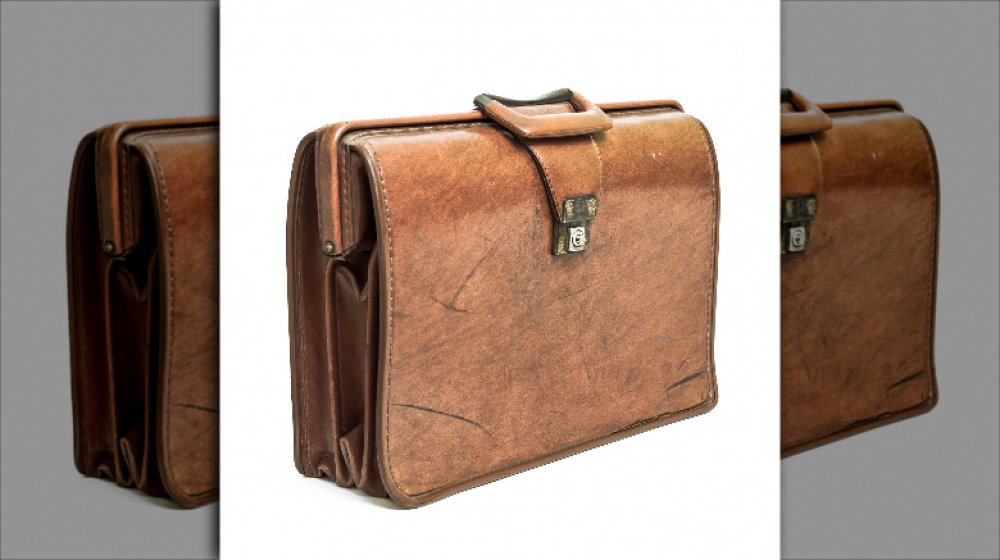 A tan briefcase
