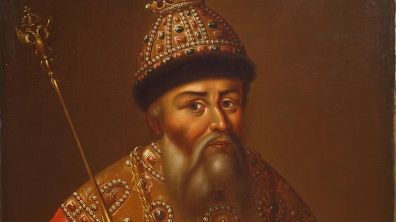 Portrait of ivan the terrible with crown and sceptre