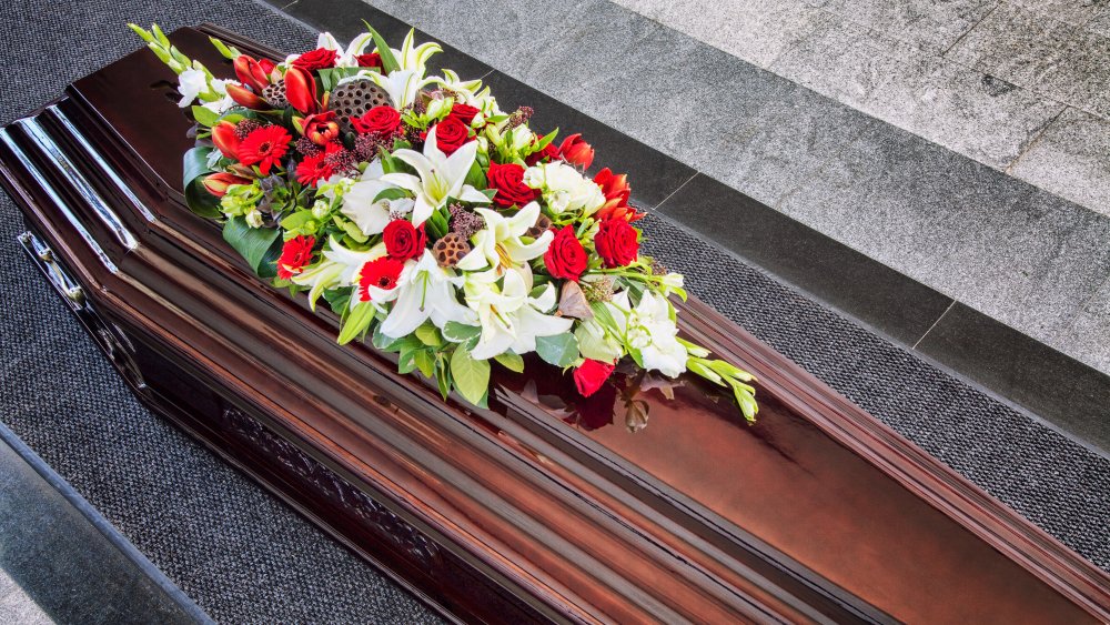 Coffin with flowers