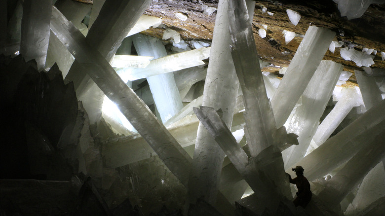 Giant Crystal Cave person foreground