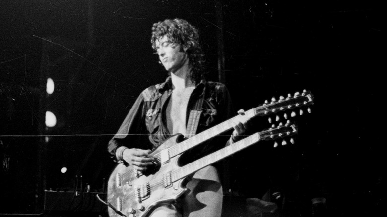 Jimmy Page playing double neck guitar