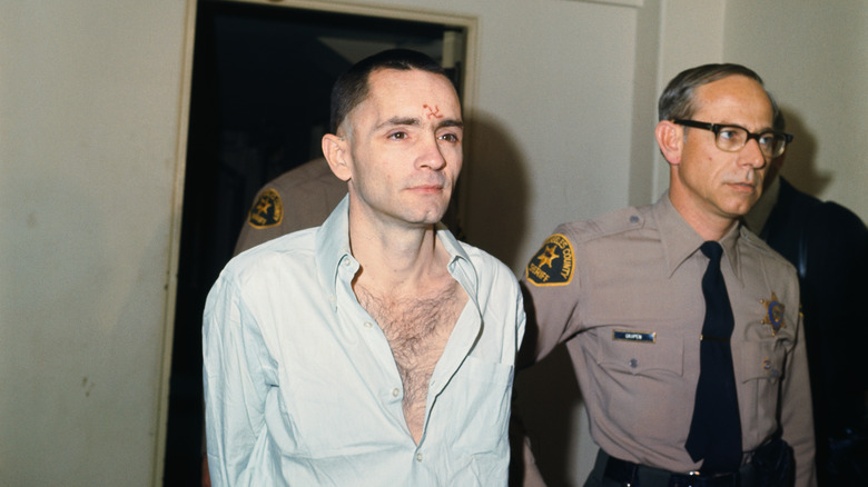 Charles Manson white shirt in custody