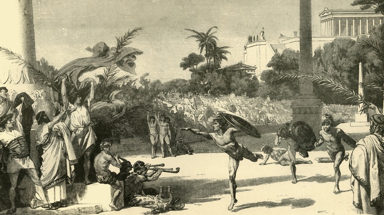 illustration of competitors in the ancient Greek Olympics