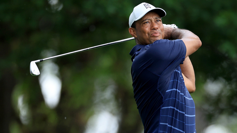 Tiger Woods swinging a golf club